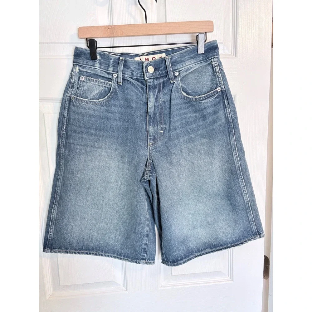 AMO Laura Short Size 27 Blue Denim High Rise Bermuda Skater Jorts NEW
